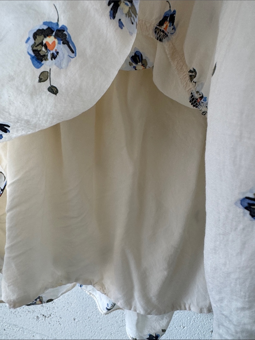 Universal Thread Cream Tiered Skirt with Blue Floral Print - Picture 4 of 7